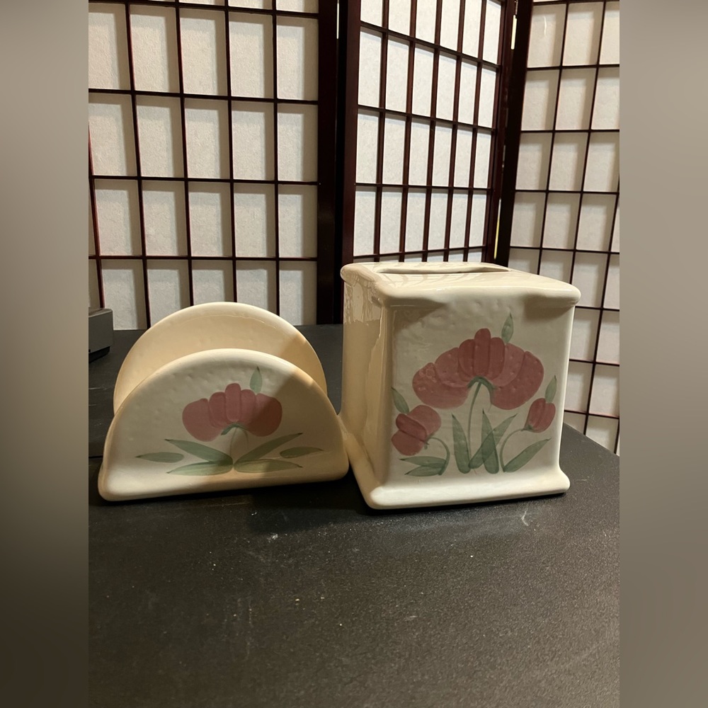 Vintage Ceramic Tissue Box Cover
And Napkin Holder Set